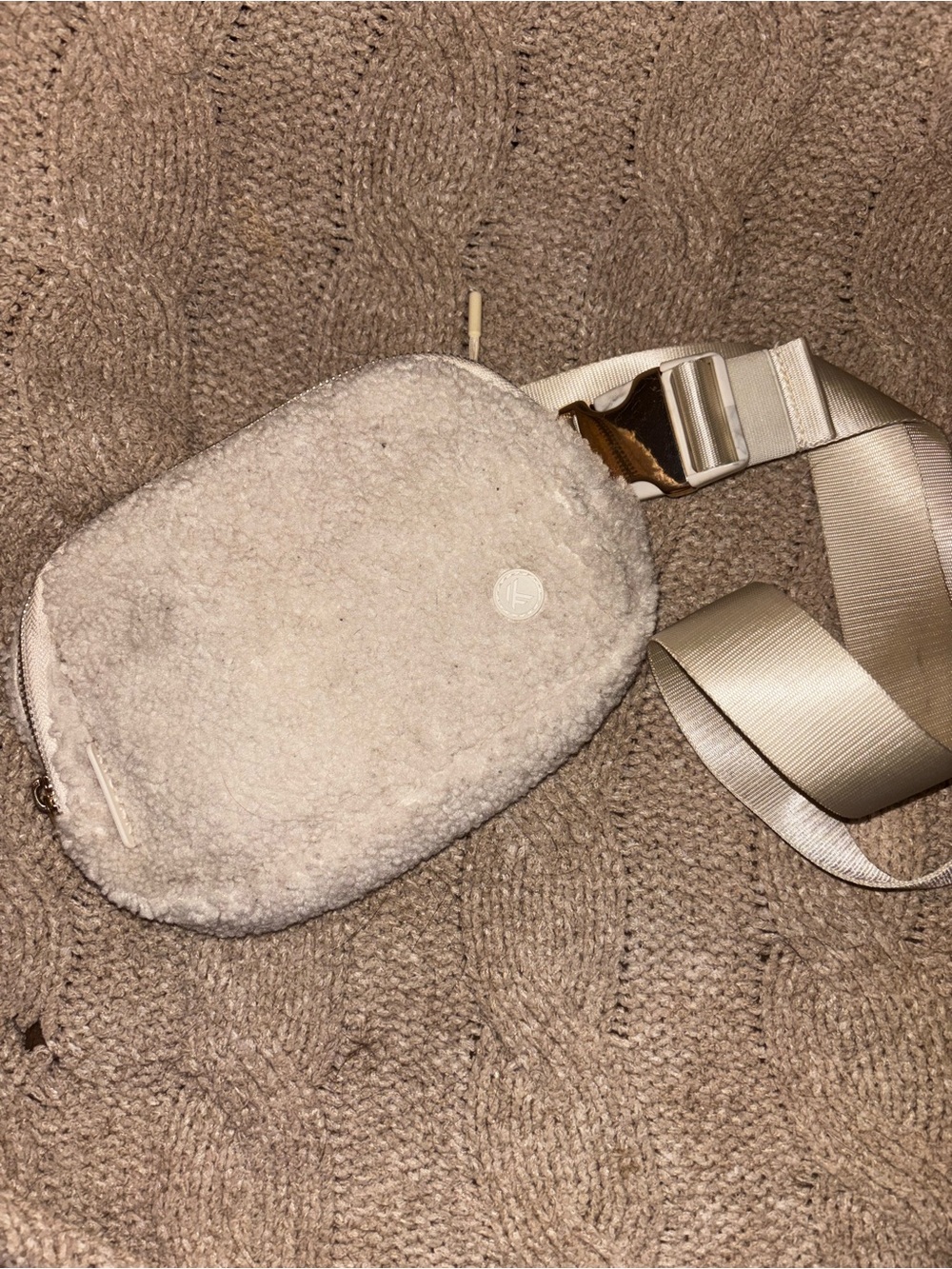 Kyodan Cream Sherpa Belt Bag Fanny Pack Waist Crossbody Strap